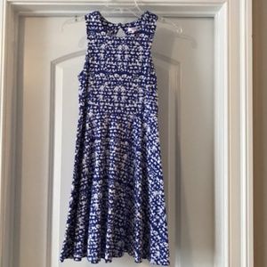 XHILARATION blue printed fit and flare dress